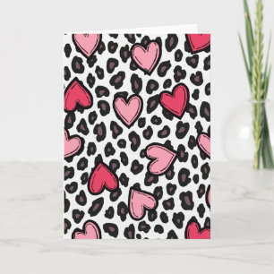 Einfache süße Leopard-Herzen-Karte Karte
