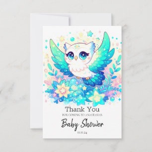 Einfache Sweet Owl Babydusche Dankeskarte