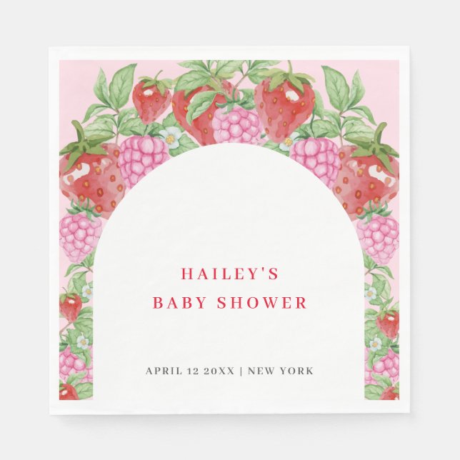 Einfache Sweet Strawberry Arch Baby Dusche Serviette (Vorderseite)