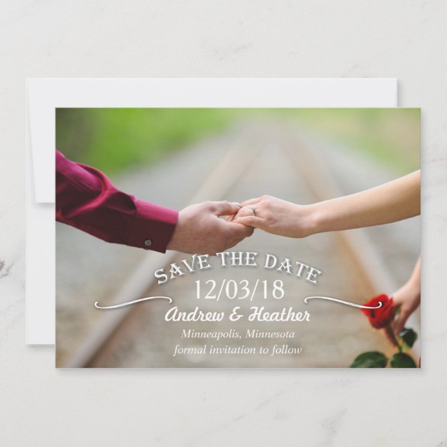 Einfache Swirl-Hochzeit speichern Sie das Datum Save The Date (Vorderseite)