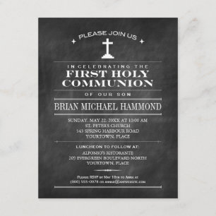 Einfache Tafel-erste heilige Kommunion Einladung