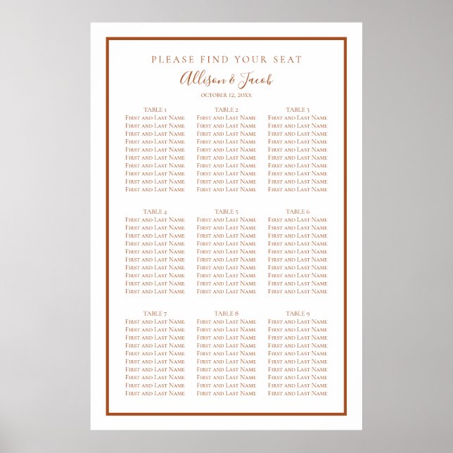 Einfache Tafelcotta und weiße Hochzeitskarte Poster (Vorne)