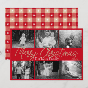 Einfache Tage Rot 6 Foto Weihnachtskarte Feiertagskarte
