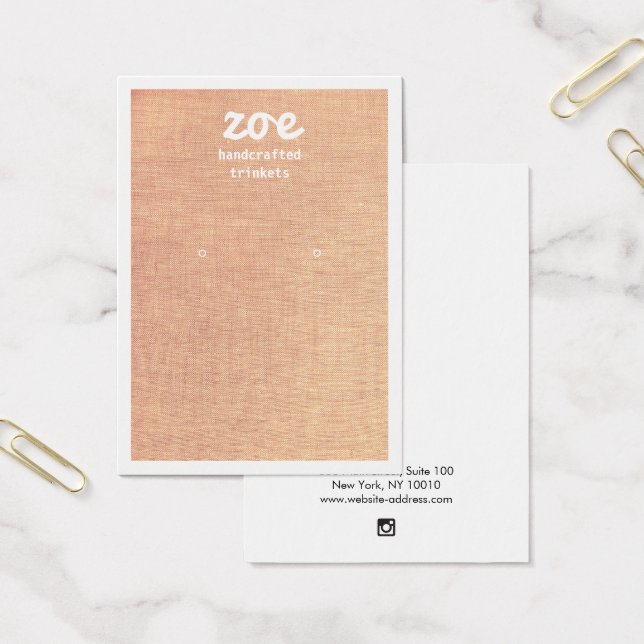 Einfache Tan Linen-Ohrring-Display-Karte (Büro)