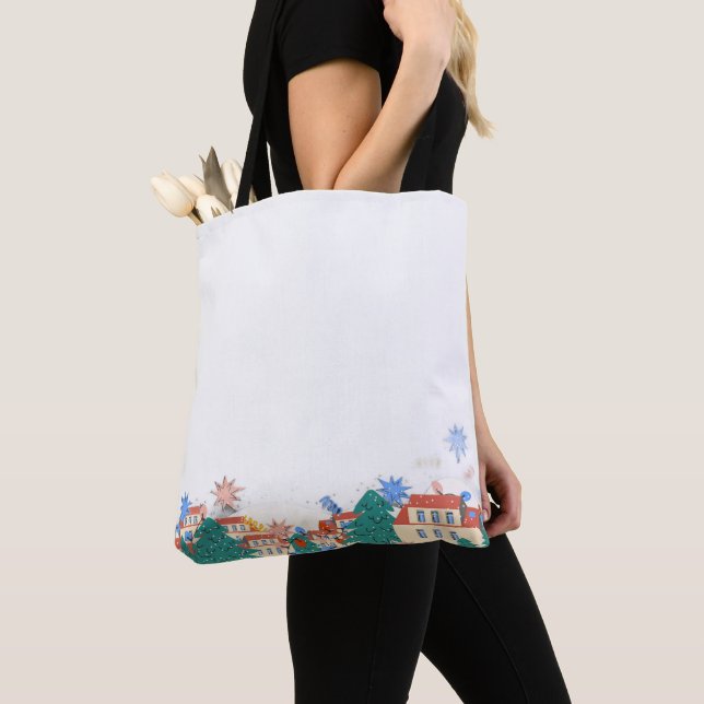 Einfache Tasche mit Straßenszene entlang der Basis (Von Nahem)
