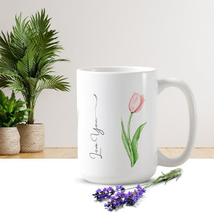 Einfache Tasse Tulip Floral Monogram