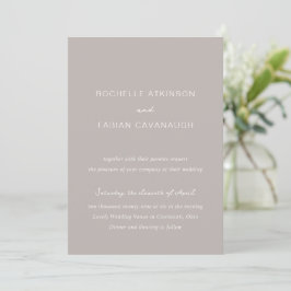 Einfache Taupe Elegante Hochzeit Einladung