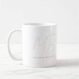Einfache Taupe Minimalistisch Zwei Monogramm Name Kaffeetasse