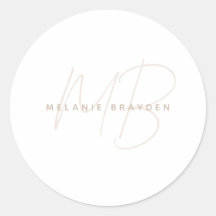 Einfache Taupe Minimalistisch Zwei Monogramm Name
