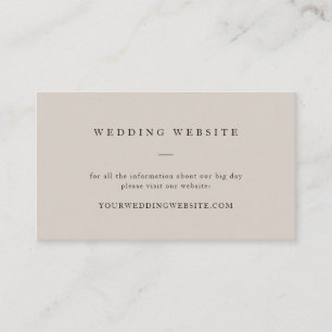 Einfache Taupe-Neutral-Elegant-Hochzeitswebsite  Begleitkarte