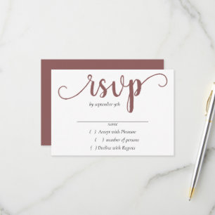 Einfache Taupe-Script   Wüste-Rose Blüh-Event RSVP Karte