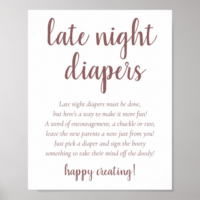 Einfache Taupe Spate Night Diapers | Wüste-Rose Poster (Vorne)
