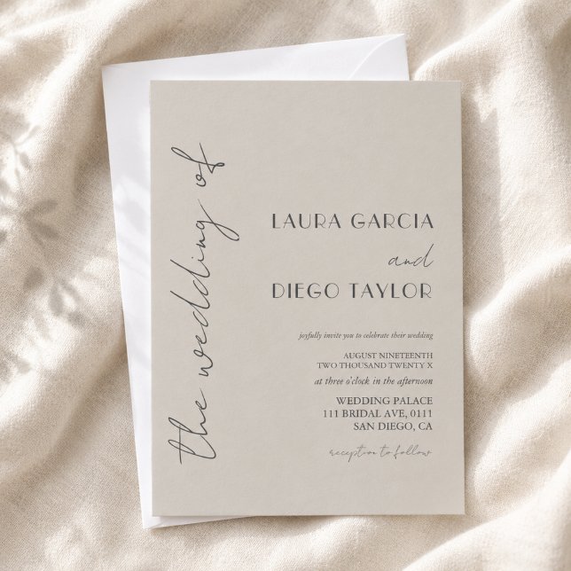 Einfache Taupe Wedding Einladung (Von Creator hochgeladen)