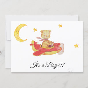*~* Einfache Teddy Bear Red Flugzeug Baby Boy Dusc Einladung