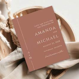 Einfache Terracotta Classic Monogram Save the Date