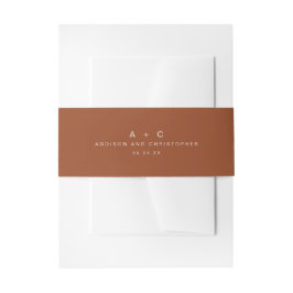 Einfache Terracotta Cream Initials Monogram Weddin Einladungsbanderole