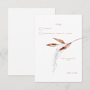 Einfache Terracotta Foliage Moderne Hochzeit RSVP Karte