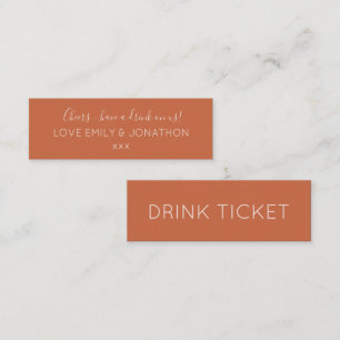 Einfache Terracotta Hochzeitsempfehlung Drinks Tic Mini Visitenkarte