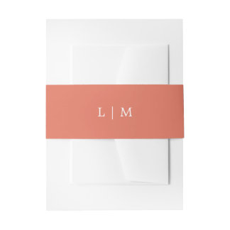 Einfache Terracotta Monogram Große Hochzeit Einladungsbanderole