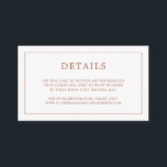 Einfache Terracotta Monogram Hochzeit Begleitkarte<br><div class="desc">Einfache, kleine Hochzeitszimmerkarte mit modernem und elegantem Design, umgeben von einem dünnen Rahmen und einem Monogramm auf der Rückseite. Alle Designelemente sind in Terrakotta / gebrannt orange / rost und können im Designbearbeitungstool geändert werden. Ein elegantes und stilvolles Design, das sich ideal für ein minimalistisches Paar eignet. Benutzen Sie diese...</div>