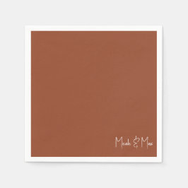 Einfache Terracotta-Script-Namen Hochzeitscocktail Serviette