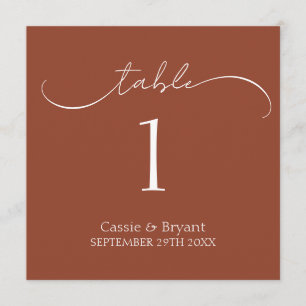 Einfache Terracotta-Script-Tischnummer Programm