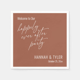 Einfache Terrakotta-Party 'Happily Ever After' Serviette