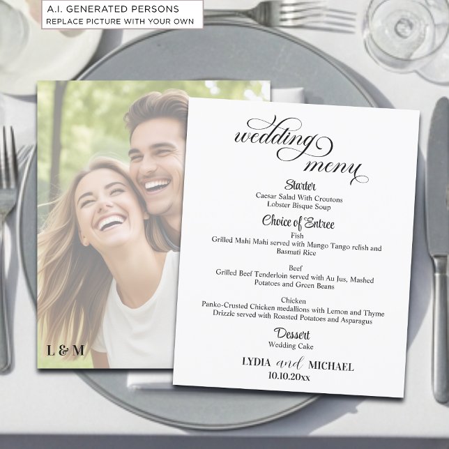 Einfache Text-Foto-Overlay-Hochzeitsmenü (Von Creator hochgeladen)