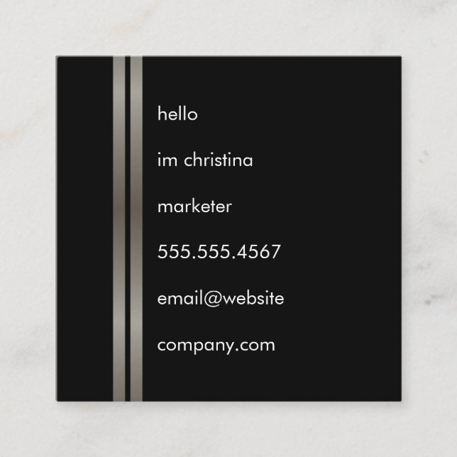Einfache Text-Imitate Metallische Doppeltrips Quadratische Visitenkarte (Vorderseite)