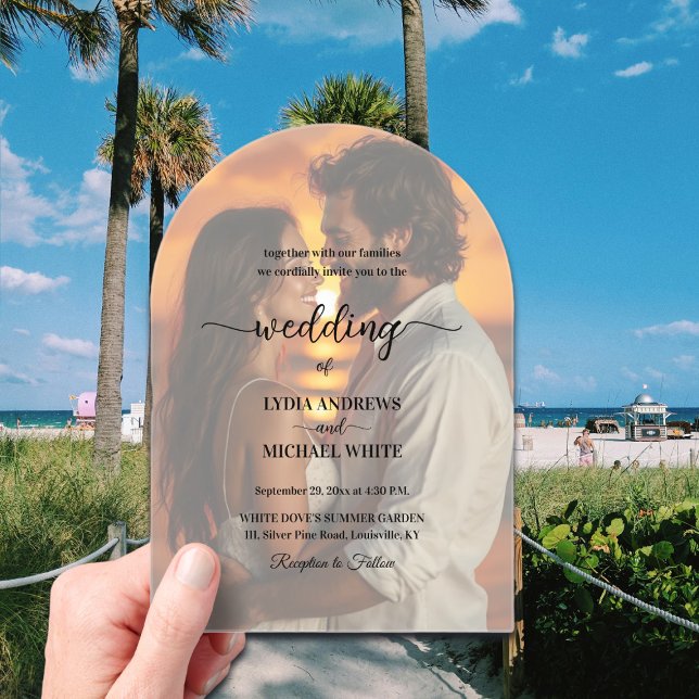 Einfache Text-Overlay-Foto-Hochzeit Acryleinladungen (Von Creator hochgeladen)