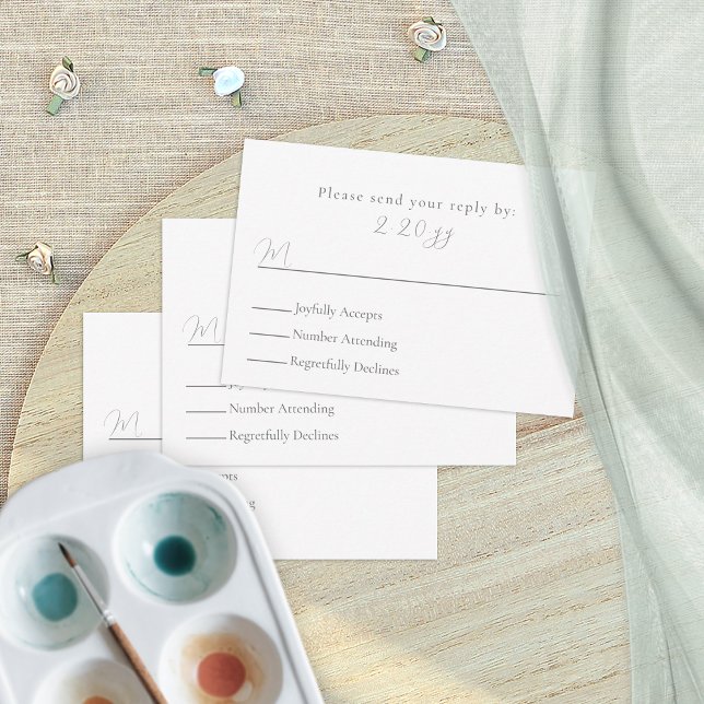 Einfache, textbezogene, Minimalistische RSVP-Karte RSVP Karte (simple, minimalist, blank text-only wedding rsvp, elegant script, return, reply enclosure card)