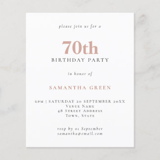Einfache Textblende 70. Geburtstagseinladung