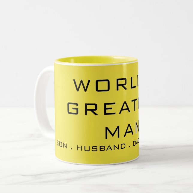 Einfache TextTypografie Zweifarbige Tasse (Vorderseite Links)