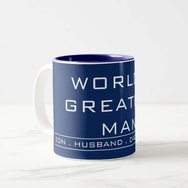 Einfache TextTypografie Zweifarbige Tasse (Vorderseite Links)