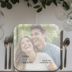 Einfache Textüberlagerung Foto-Hochzeit Pappteller