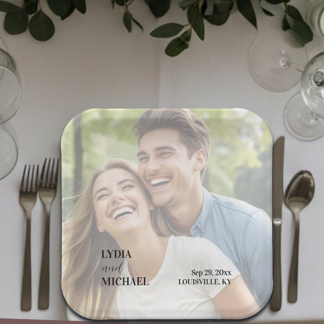 Einfache Textüberlagerung Foto-Hochzeit Pappteller (Von Creator hochgeladen)