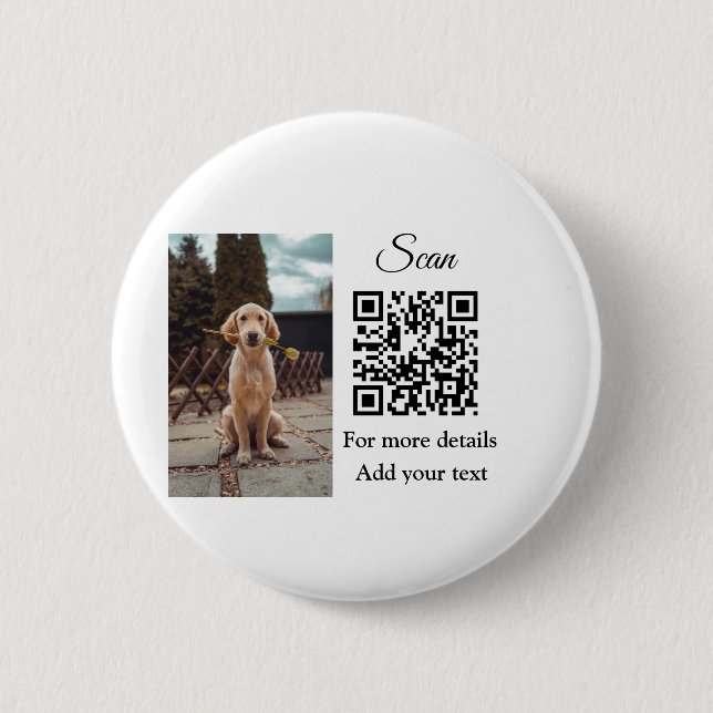 Einfache Tiernamendetails QR-Code Textfoto hinzufü Button (Vorderseite)