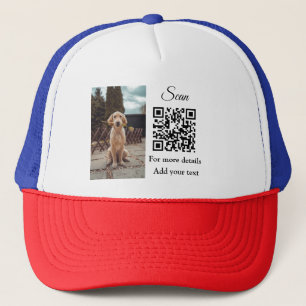 Einfache Tiernamendetails QR-Code Textfoto hinzufü Truckerkappe