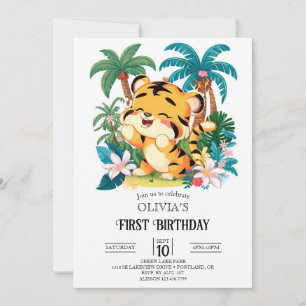 Einfache Tiger 1. Geburtstag digital Einladung