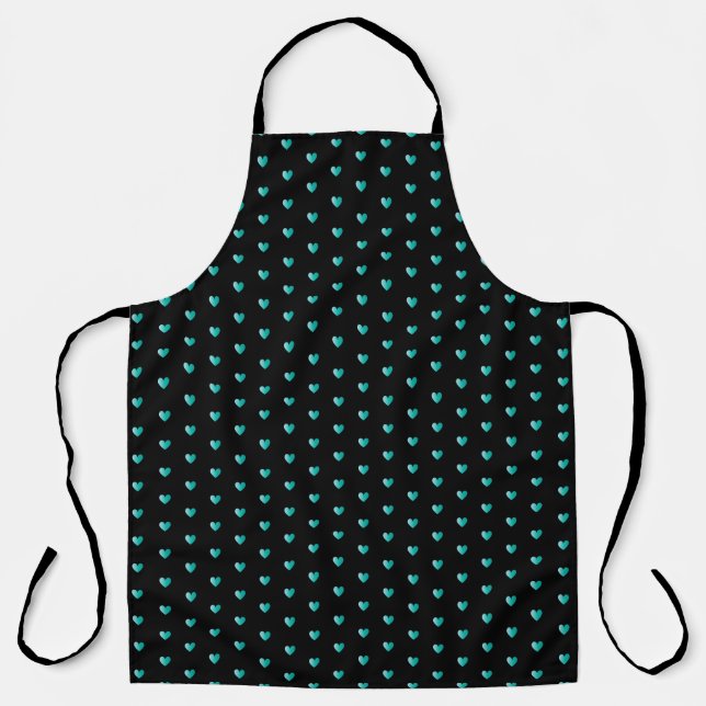 Einfache Tiny Heart Pattern - Schwarze und Aquamar Schürze (Vorderseite)