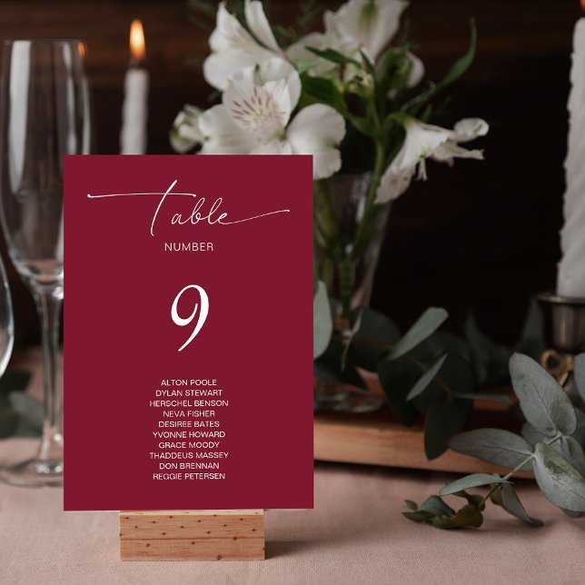 Einfache Tischnummer für einfache Hochzeitgäste (Simple Basic Wedding Guest Names Table Number)