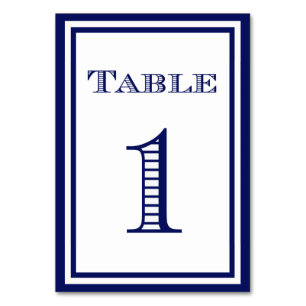Einfache Tischnummernkarte #1 mit blauem Navy-Rahm Tischnummer