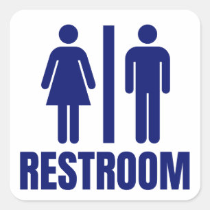 Einfache Toilette Badezimmer Hochzeitslocation Quadratischer Aufkleber