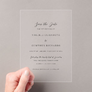 Einfache traditionelle Hochzeit - Save-the-Date-Ka Acryleinladungen