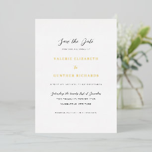 Einfache traditionelle Hochzeit - Save-the-Date-Ka Folieneinladung