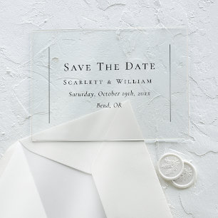 Einfache traditionelle Minimal-Hochzeit - Save-the Acryleinladungen