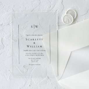 Einfache traditionelle Minimal-Monogramm-Hochzeit Acryleinladungen