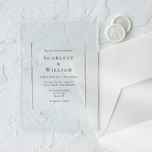 Einfache traditionelle minimalistische Hochzeit Acryleinladungen