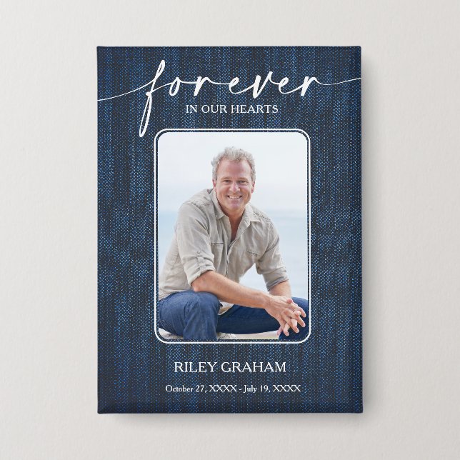 Einfache Trauerfoto-Erinnerungsmemorial Button (Vorderseite)