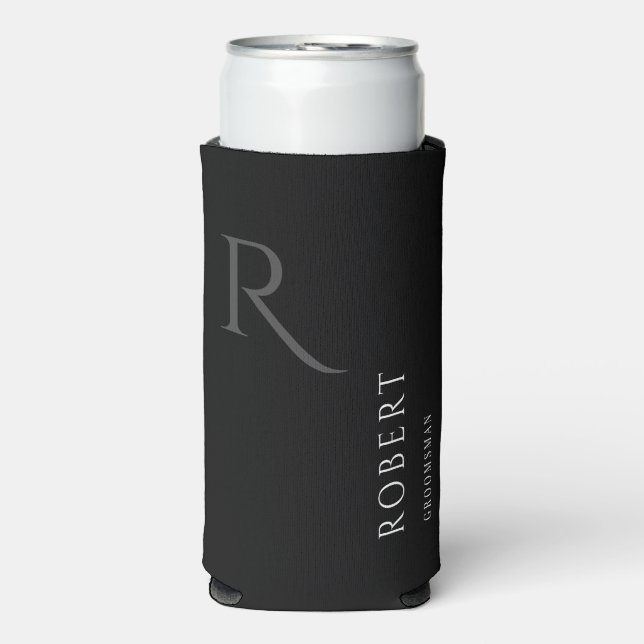Einfache Trauzeuge Monogram Name Wedding Selters Dosenkühler (Seltzer Vorderseite)